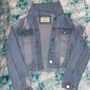 Light Blue Cropped Cotton On Denim Jacket